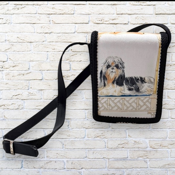 Liz Soto Vintage Shih Tzu Dog Print Crossbody Bag - Picture 1 of 8